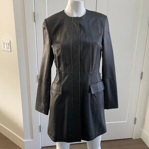 Brooks Brothers Classic Genuine Leather Lined Fitted Coat Black Sz 6 NWOT